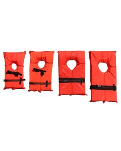 Four Sizes of Boating Vests - Type II in Orange with Black Straps